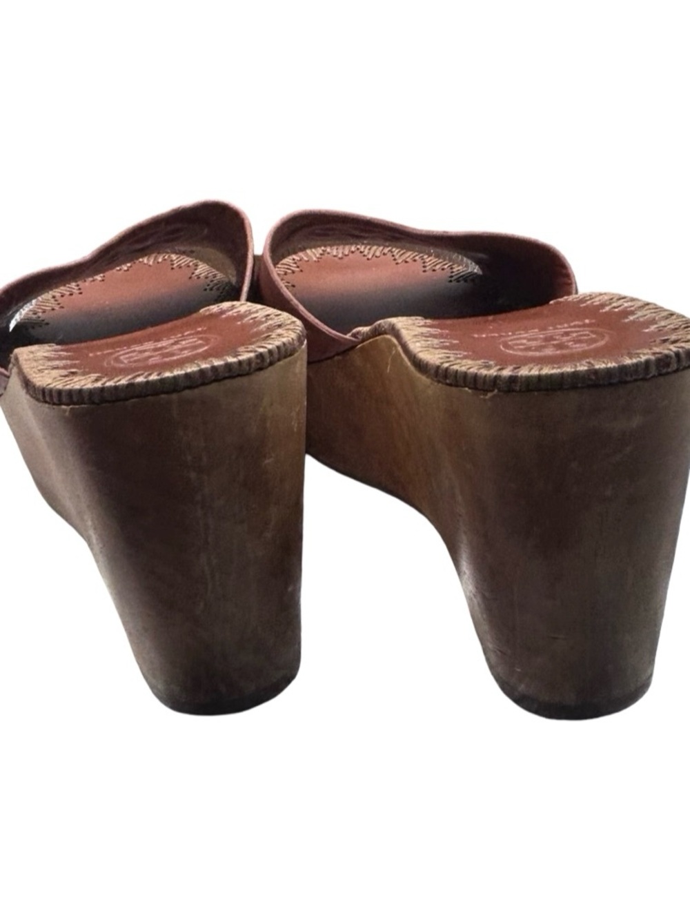Tory Burch Patty Leather Platform Wedge Slides Brown Size 9.5 - Picture 10 of 12